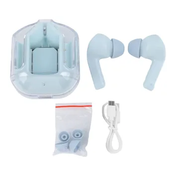 Bluetooth слушалки С Led цифров дисплей с Шумопотискане Безжични Слушалки с Прозрачен Калъф За зареждане на Сини Bluetooth Слушалки