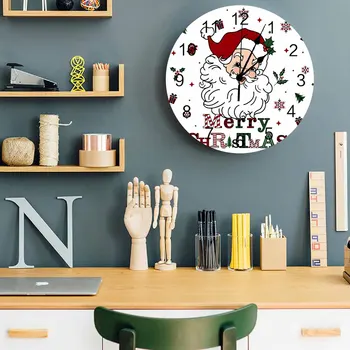 Коледни Стенни часовници с Дядо Коледа, Безшумни цифрови часовници за декорация на дома, спални, кухни, Окачени часовници