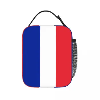 Френски флаг на Франция Изолирани обяд-апарати Водоустойчива чанта за пикник термоохладитель обяд-бокс обяд-мъкна за жени на Работа, Децата на училище