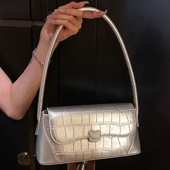 Лятна Чанта през рамо За жени, Корейската Ежедневна чанта под Мишниците, Дамски Модерна чанта от изкуствена кожа, чантата с модел 