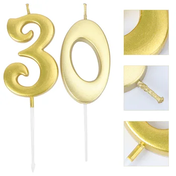 украса с номер 30 за рожден ден, свещи за торта, празнични аксесоари (стая 3 + 0, златен)