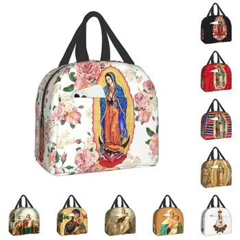 Чанта за обяд с изолация Богородица от Гуадалупе, водоустойчив термоохладитель, Мексико кутия за Bento Католическата Дева Мария за жени, детско хранене