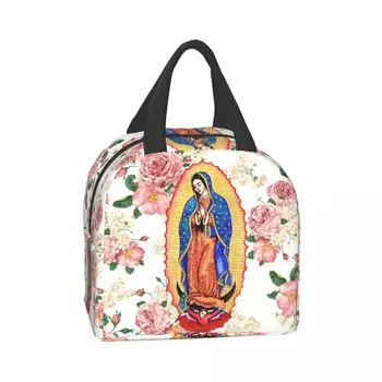 Чанта за обяд с изолация Богородица от Гуадалупе, водоустойчив термоохладитель, Мексико кутия за Bento Католическата Дева Мария за жени, детско хранене