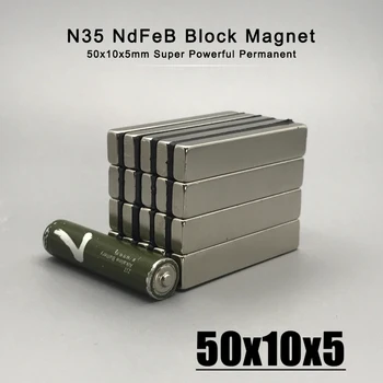 1/2/3/5/10 бр 50x10x5 мм Неодимовый материал 50*10*5 мм Магнити NdFeB N35 Силен Блоковый магнит Магнитни материали Imanes