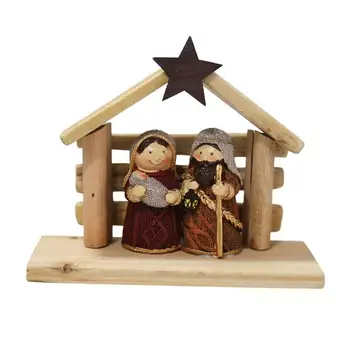 Коледен комплект за деца, миниатюрни играчки, игри, определени с коледна история, с Малкия Исус, сцена от детски Ясли и фигурки, подходящ за офиси и