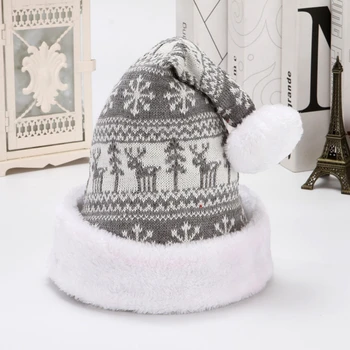 Коледна Вязаная шапка с Снежинкой и Лосем, Зимни Плътна Вязаная Кадифе плат, Коледна шапка за Възрастни, Коледни подаръци за Парти