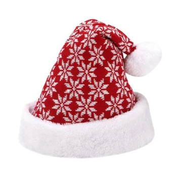 Коледна Вязаная шапка с Снежинкой и Лосем, Зимни Плътна Вязаная Кадифе плат, Коледна шапка за Възрастни, Коледни подаръци за Парти