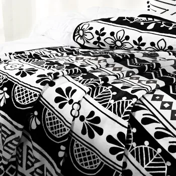 HX Одеяло на Хелоуин в стил Бохо, Черно-Бели Завивки, в Райе, с Флорални Принтом, уютен одеало за Диван, Офис, Директна Доставка