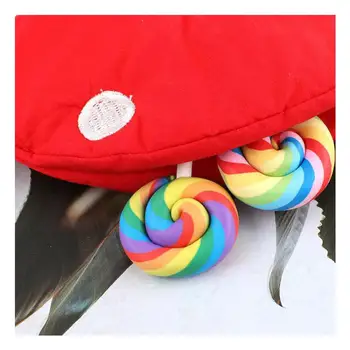 Мек Сладък детски чантата с шарките на червено гъбички, модни персонални тъканно памучен чанта през рамо за момичета, Дамски портфейл
