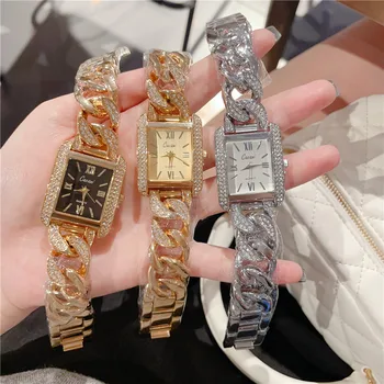 Дамски часовници 2023 Ръчен часовник с гаранция, Дамски часовници с кристали и диаманти, Луксозни златни часовници, Дамски часовници от сплав, Дамски часовници A082