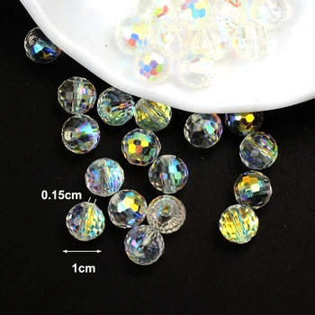 кристални мъниста с кръгла форма 8 мм, чешки кристал, стъклени мъниста в цвят АБ за бижута, колиета, обеци