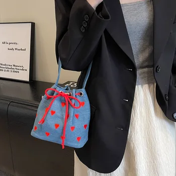Дизайнерска чанта-торба на съвсем малък, Новите Модни Дамски чанти От висококачествени дънкови платове, дамски чанти на рамо, Ежедневни чанти през рамо