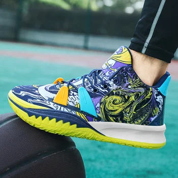 Оригиналът на обувки с графити за мъже, спортни Модни баскетболни маратонки, Удобна градинска мъжки обувки за тренировки zapatillas baloncesto