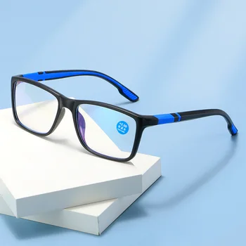 Очила за четене, мъжка мода, Блокиране на синя светлина, Предписани очила TR90, ултра-леки, за спортове на открито, Очила за далекогледство 0 ~ + 400