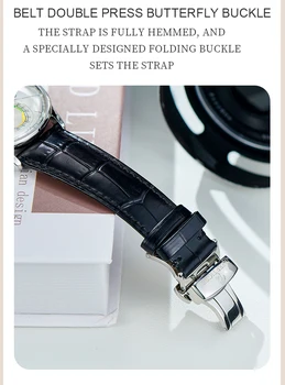 Мъжки Автоматичен часовник Reef Тигър 42 мм, луксозни механични ръчни часовници, изключително тънък син сапфир Циферблат с запас от ход, Малък Секунден циферблат
