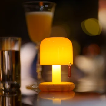 Мини Настолна led нощна лампа Sunset, Креативна USB Акумулаторна настолна лампа под формата на гъбата за кафе бар, аксесоари за дома, спални хотела
