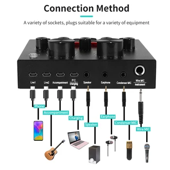 V8 USB Аудио-слушалки, микрофон, уеб излъчване на живо, външна звукова карта с 5.0 персонален развлекателен стримером за КОМПЮТРИ, на компютъра, на телефона
