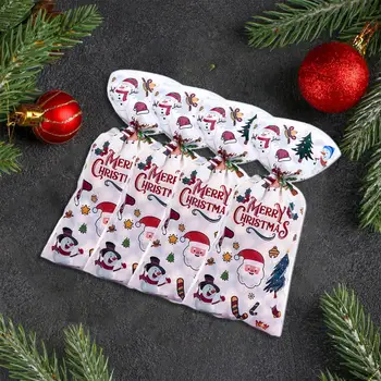 100шт Опаковъчен Пакет Удобен Коледен Подаръчен Пакет Празнични Коледни Пакети за Бонбони Здрави Торбички за Опаковане на Коледни сладки за Парти