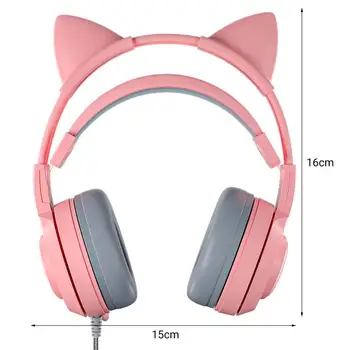 Високо качество на игрални слушалки, Преносими слушалки за КОМПЮТЪР с хубав кабелен горивото под формата на котешки уши, меки ушите за офис
