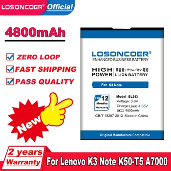 LOSONCOER 4800 mah BL243 Батерия се Използва за Lenovo K3 Note Батерия Lemon K3 K50-T3S K50-T5 A7000 A7600 A5600 A5500 A5860