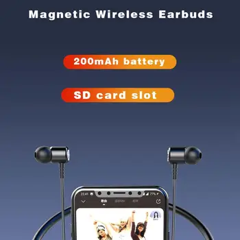 Bluetooth Слушалка с затваряне на врата Безжични Шийни Bluetooth Слушалки 5.1 Слушалки с шейным Каишка Голяма Батерия Бинауральное Магнитно Усвояването на