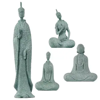 Дзен Скулптура Северна Вей Медитация Статуя на Буда Декор на Масата на Буда Смола Със стабилна основа За Домашния Аквариум Фън Шуй Йога