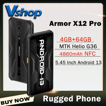 Ulefone Armor X12 Pro 4 + GB 64 GB IP68/IP69K Здрав 5,45-инчов Android 13 MTK Хелио G36 10 W Бързо зареждане на NFC Мобилен телефон