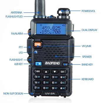 Baofeng UV-5R Преносима радиостанция 5 W Преносим Шунка CB Радио двойна лента VHF/UHF FM-Радиоприемник Двустранно Радио Ловно UV-82 UV-9R Plus