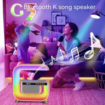 Голям G Bluetooth Високоговорител Дисплей часа 15 W, Безжична Зареждане на Тенис Начало декор Цветна Атмосфера Лек Творчески подарък за дете