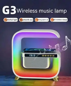 Голям G Bluetooth Високоговорител Дисплей часа 15 W, Безжична Зареждане на Тенис Начало декор Цветна Атмосфера Лек Творчески подарък за дете
