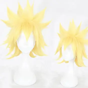 Перука за cosplay Namikaze Minato, Кратък жълто канарче, огнеупорни перука, изработени от синтетична коса