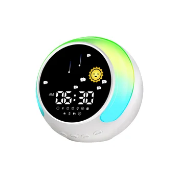 Alarm clock, Детски будилник за момичета, симулатор за сън с подсветка събуждане, музикален плеър, Bluetooth и дигитален часовник