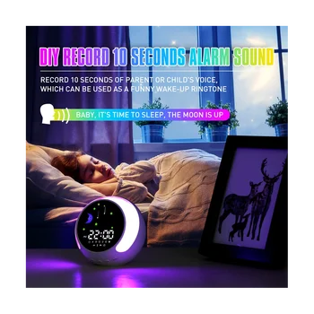 Alarm clock, Детски будилник за момичета, симулатор за сън с подсветка събуждане, музикален плеър, Bluetooth и дигитален часовник