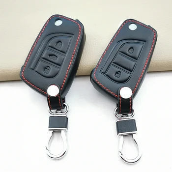 Кожен Калъф За ключове на автомобил Toyota Hilux, Corolla, Avensis Prado Fortuner RAV4 CHR Защита Key Shell Кожена Чанта за Аксесоари