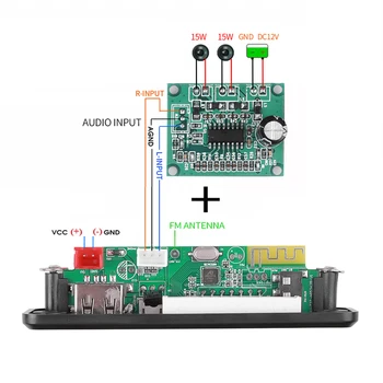 Цветен екран, 5 В MP3 Декодер Платка TWS Bluetooth 5,0 Безжичен Аудиомодуль APE Поддръжка на USB AUX TF FM-радио За автомобилни аксесоари