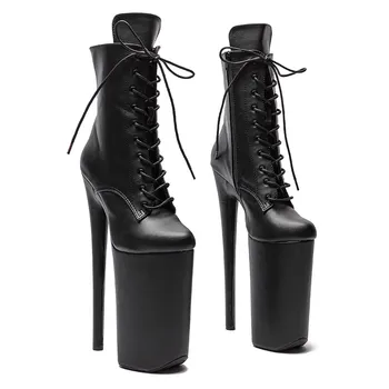 Auman Ale, Новост, 26 см/10 инча, Матиран отгоре от изкуствена кожа, Пикантни и екзотични вечерни дамски обувки на платформа и висок ток, обувки за танци на един стълб
