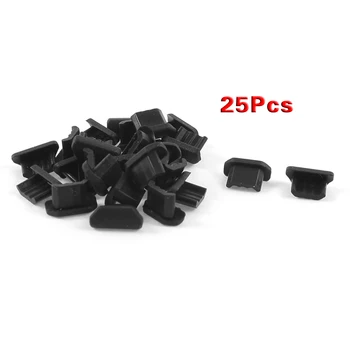 25 Бр., черна мека пластмасова капачка за докинг станция със защита от прах, жак за свързване на слушалки с порт Micro-USB