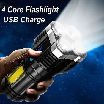 Мощни COB led светлини СЪС силно странично осветление, Открит преносим домашен фенерче, USB Акумулаторна фенерче, лампа за фенер