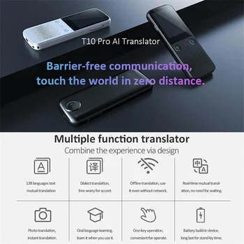 Портативен умен преводач T10 Pro 137 езици в реално време Автономен глас превод за туристически компании