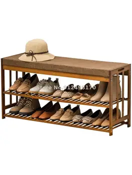 Столче за преобличане обувки Nanzhu, входна мека чанта, креативна поставка за обувки от масивна дървесина, която може да се побере в малкия шкаф обувката