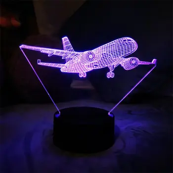 Самолет 3D лека нощ Украса на стаята Докосване на Дистанционното Управление с Цветна лампа Детски Рожден Ден Коледен подарък на Момчето Самолет лека нощ Лава
