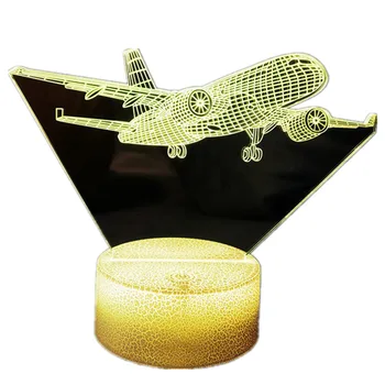 Самолет 3D лека нощ Украса на стаята Докосване на Дистанционното Управление с Цветна лампа Детски Рожден Ден Коледен подарък на Момчето Самолет лека нощ Лава