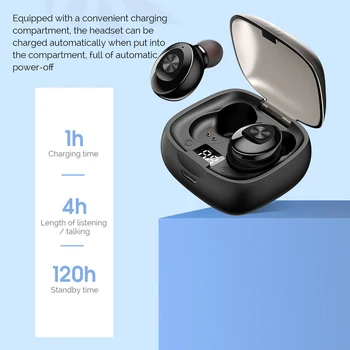 Безжични слушалки Bluetooth 5.0, мини-умна слушалки подложка с микрофон, автоматично свързване на слушалки