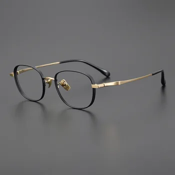 Висококачествена Японска рамки за очила от чист титан ръчно изработени, мъжки И женски ретро-реколта Квадратни очила, мъжки слънчеви очила