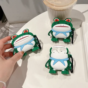 Популярен в Китай калъф за Bluetooth слушалка с анимационни жаба за Airpods 1 2 3 Pro Pro2 Силиконов калъф Airpods
