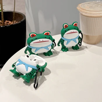 Популярен в Китай калъф за Bluetooth слушалка с анимационни жаба за Airpods 1 2 3 Pro Pro2 Силиконов калъф Airpods