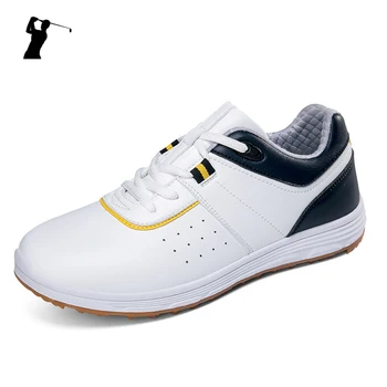 Нова тенденция, Големи размери 37-46, Мъжки професионални обувки за голф с шипове, Обувки за тренировки голфъри, Кожени ежедневни маратонки за голф