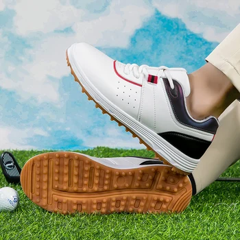 Нова тенденция, Големи размери 37-46, Мъжки професионални обувки за голф с шипове, Обувки за тренировки голфъри, Кожени ежедневни маратонки за голф