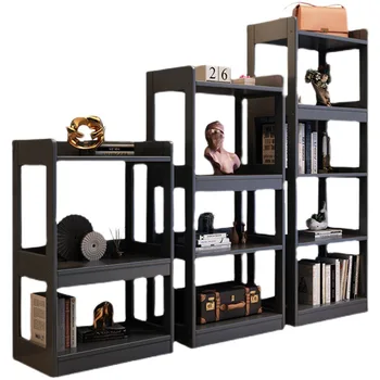 Bookshelf от Масивна Дървесина, Обикновен Багажник за съхранение в Хола, Уютна Спалня, Черно Малка библиотеката, Комбинация, Проста лавица за книги На Балкона