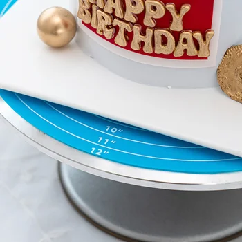 кръгла подложка за торта печене 30 см, Силиконов въртяща се маса за торта, нескользящий мат със скалата, топлоустойчиви кухненски принадлежности